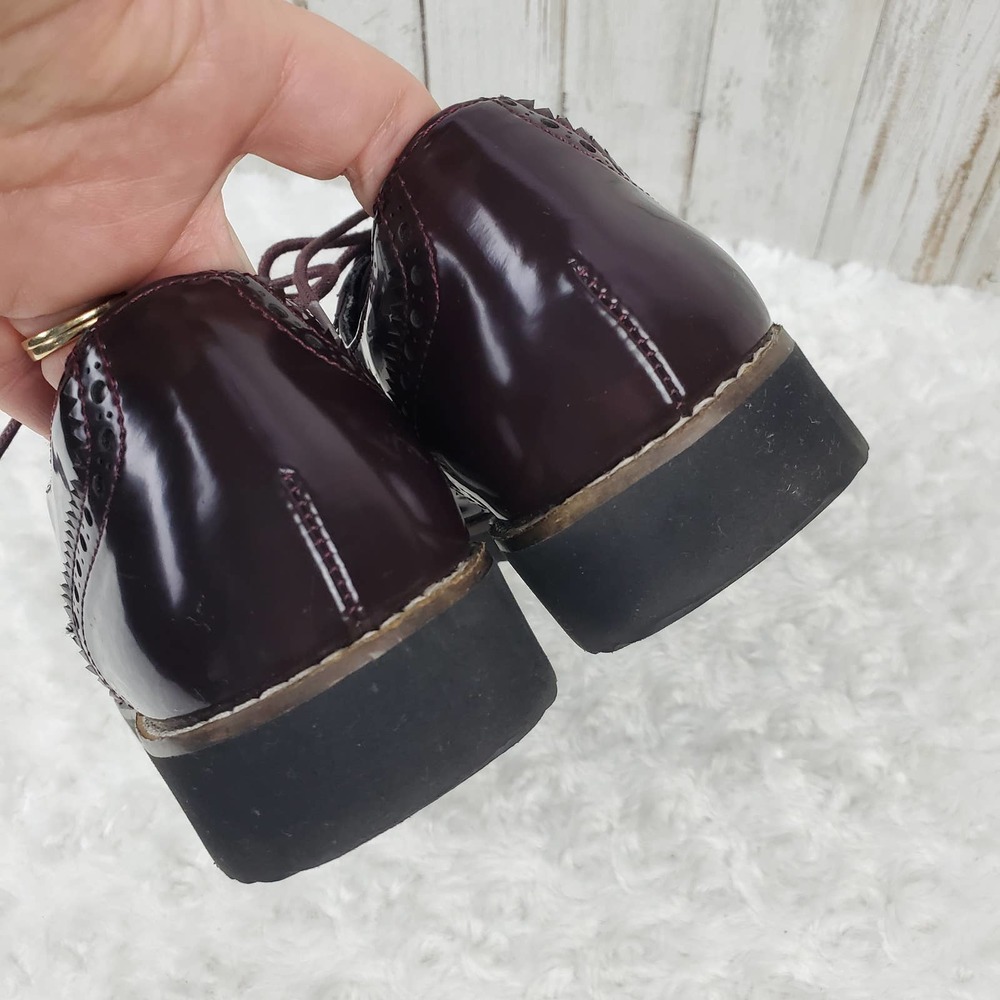 Steven by Steve Madden Wingtip Patent Oxford Shoes Maroon Size 8 - Picture 7 of 9
